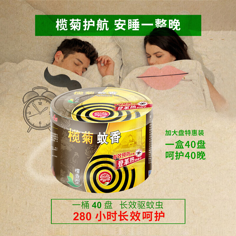 榄菊蚊香淡雅檀香型40盘加大圈家用室内防蚊驱蚊盘含支架 - 图1