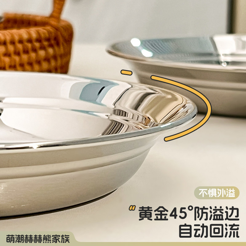 沃德百惠316不锈钢儿童吃饭盘子宝宝餐盘加厚防摔备菜盘水果圆盘,淘宝优惠券,粉丝福利购,淘宝优惠卷