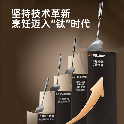 炊大皇家用纯钛锅铲炒菜专用不生锈不串味天然抑菌圆弧铲角汤勺 - 图0