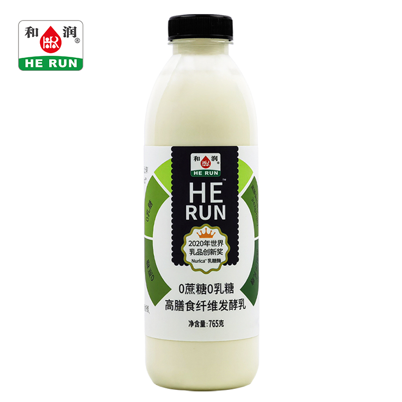 和润0蔗糖0乳糖酸奶乳糖不耐受膳食纤维发酵乳代餐低温奶765g*3瓶 - 图0