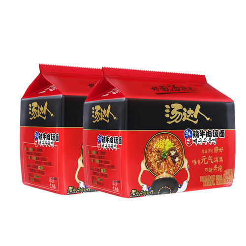 统一汤达人方便面泡面韩式辣牛肉面125g*10袋 - 图0