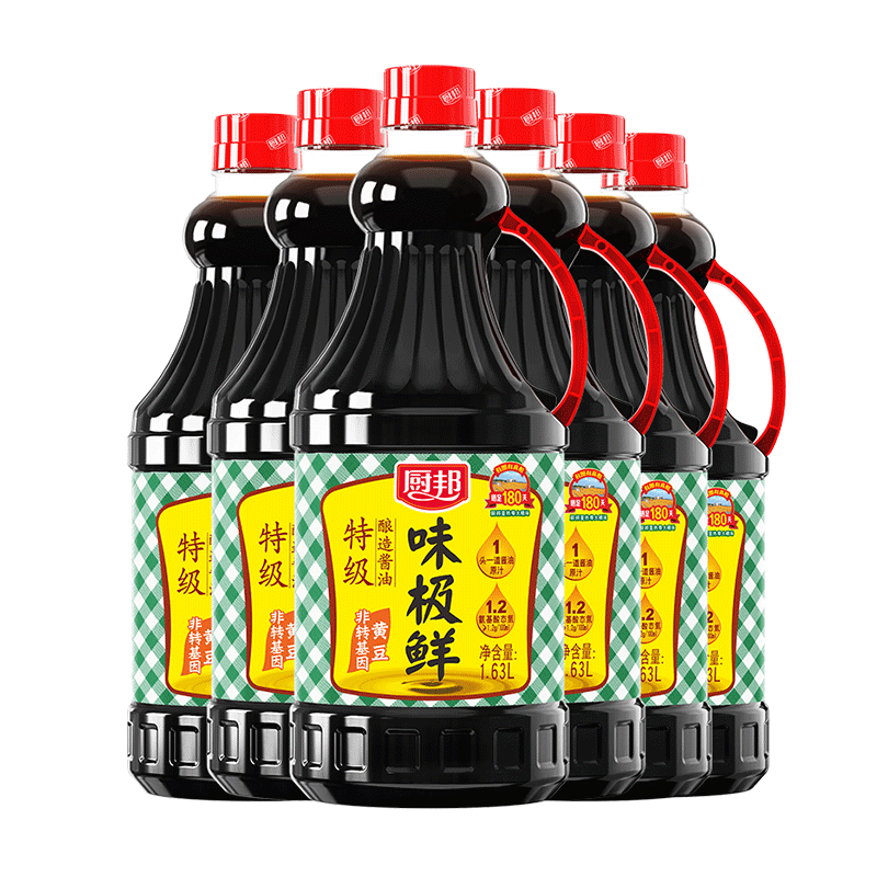 厨邦味极鲜酱油1.63L*6酿造酱油特级生抽厨房调味品两用蒸鱼豉油 - 图0