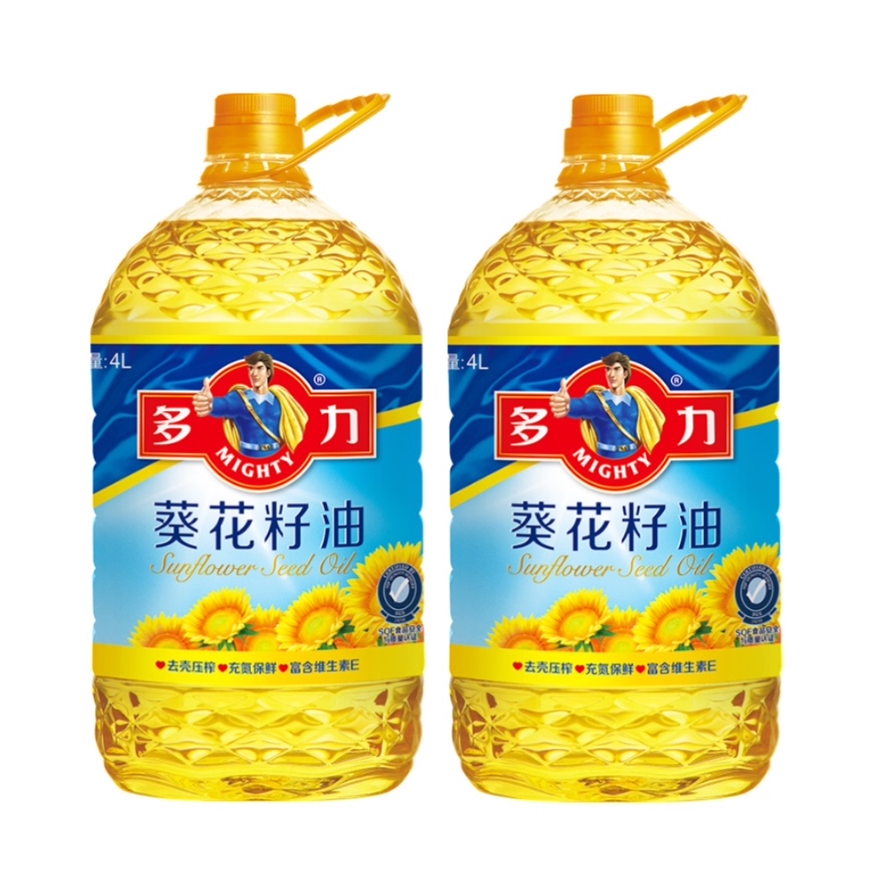 【多力】葵花籽物理压榨食用油4L*2桶