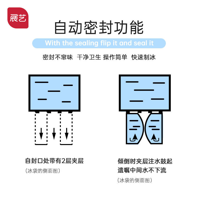 展艺方形一次性冰格袋20只食用冻冰模具自封口家用网红百香果制冰 - 图1