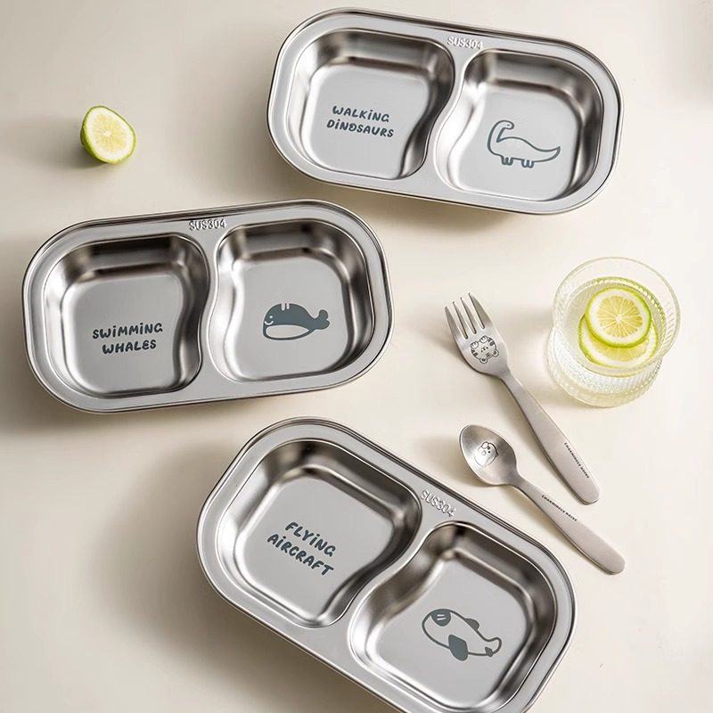 onlycook儿童餐盘304不锈钢宝宝辅食盘 家用吃饭分格菜盘婴儿餐具,淘宝优惠券,粉丝福利购,淘宝优惠卷