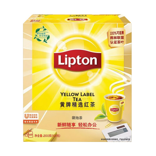 Lipton立顿黄牌精选红茶商务招待袋泡茶自制奶茶办公室提神下午茶-图0