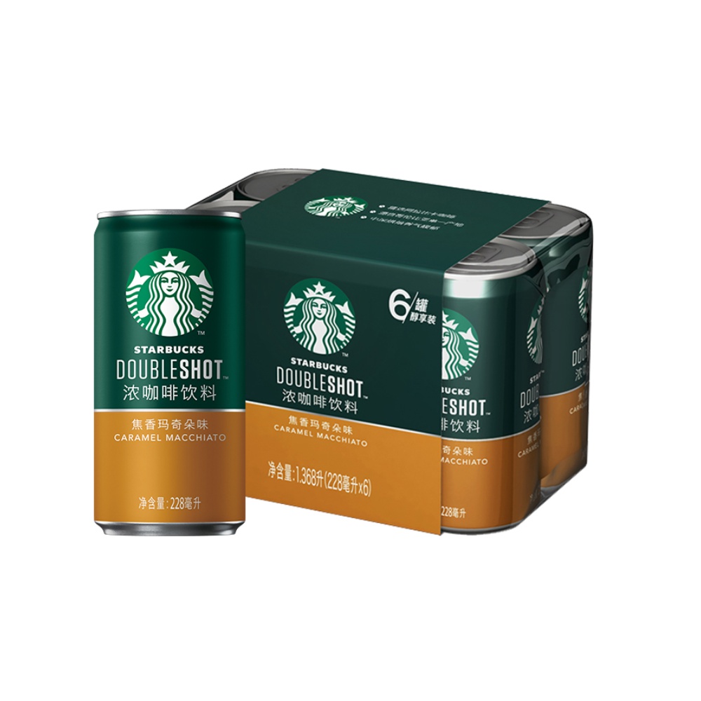 Starbucks/星巴克�星倍醇小绿罐228ml*6罐焦香玛奇朵浓咖啡饮料