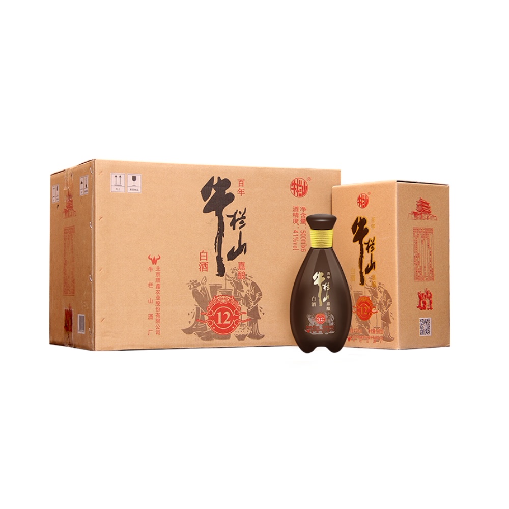 牛栏山二锅头 41度嘉酿12百年嘉酿系列500ml*6瓶浓香型白酒整箱装