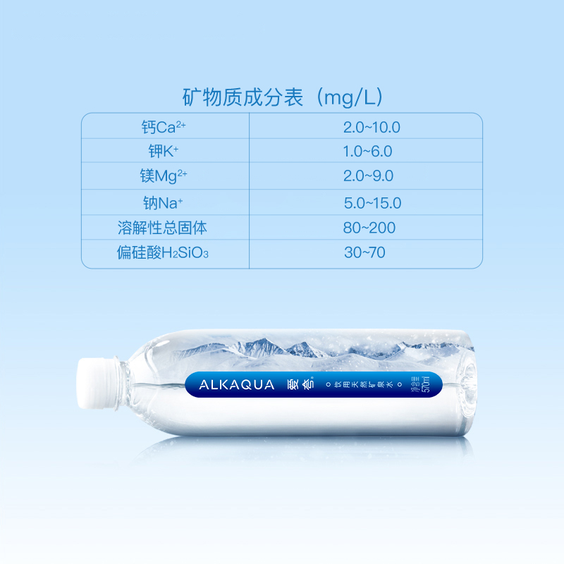 统一ALKAQUA爱夸2倍偏硅酸饮用天然矿泉水570ml*15瓶整箱