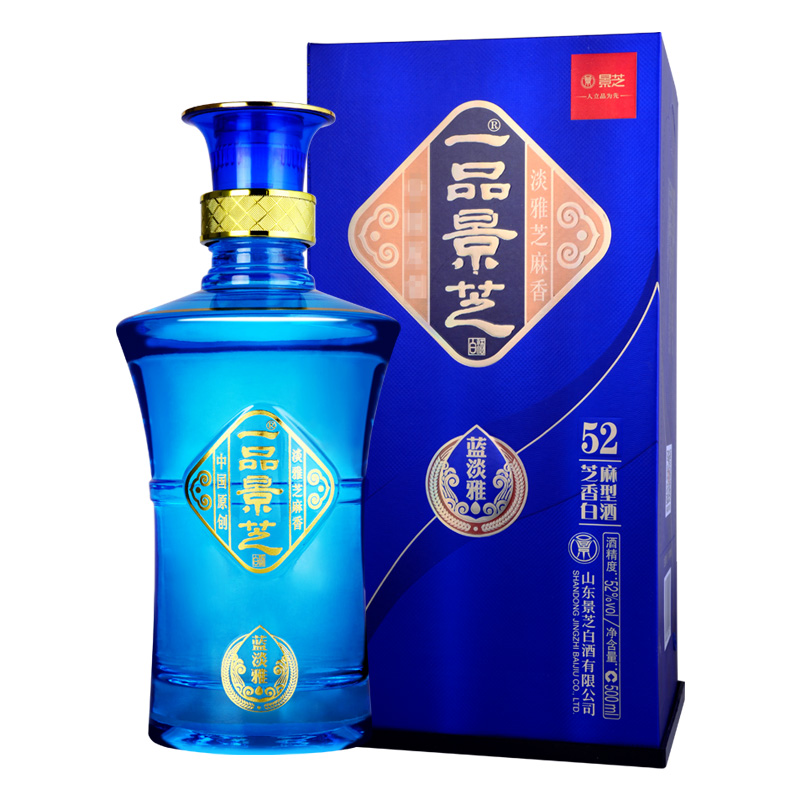 景芝一品景芝蓝淡雅52度500ml*2盒芝麻香型白酒高档送礼礼盒山东 - 图1