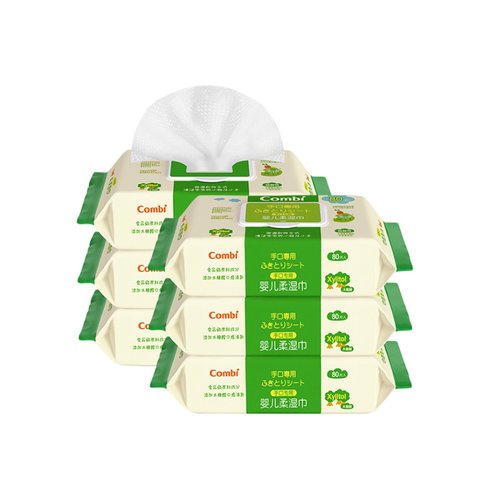 Combi/康贝婴儿湿巾纸新生儿童宝宝湿纸巾手口屁专用80抽*6包 - 图0