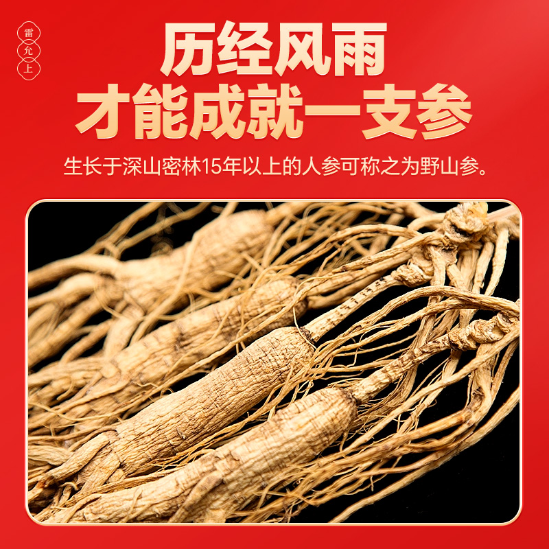 雷允上野山参吉林原产7级2.5g礼盒装整支节日送长辈送父母礼品 - 图2