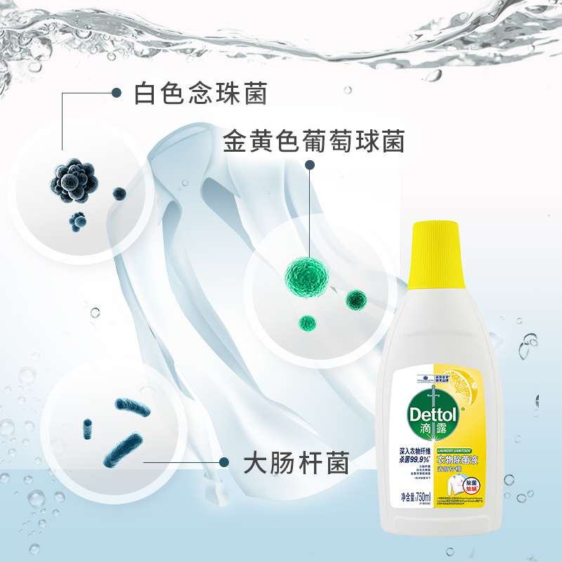 Dettol/滴露清新柠檬内外衣婴儿衣物除菌液750ml洗衣 除螨* - 图1