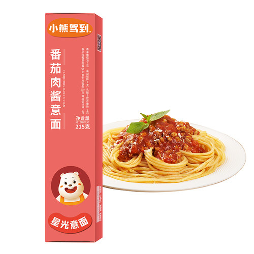 小熊驾到番茄肉酱意大利面215g*1盒通心粉意粉儿童速食意面通心粉 - 图0