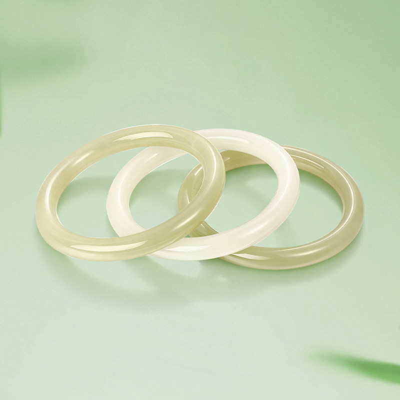 梦金园天然和田玉手镯女圆条6mm玉镯子晴水平安镯手饰生日送女友,淘宝优惠券,粉丝福利购,淘宝优惠卷