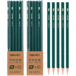 包邮Deli/得力原木铅笔防滑六角杆三角绿杆hb2bh绘画素描儿童写字