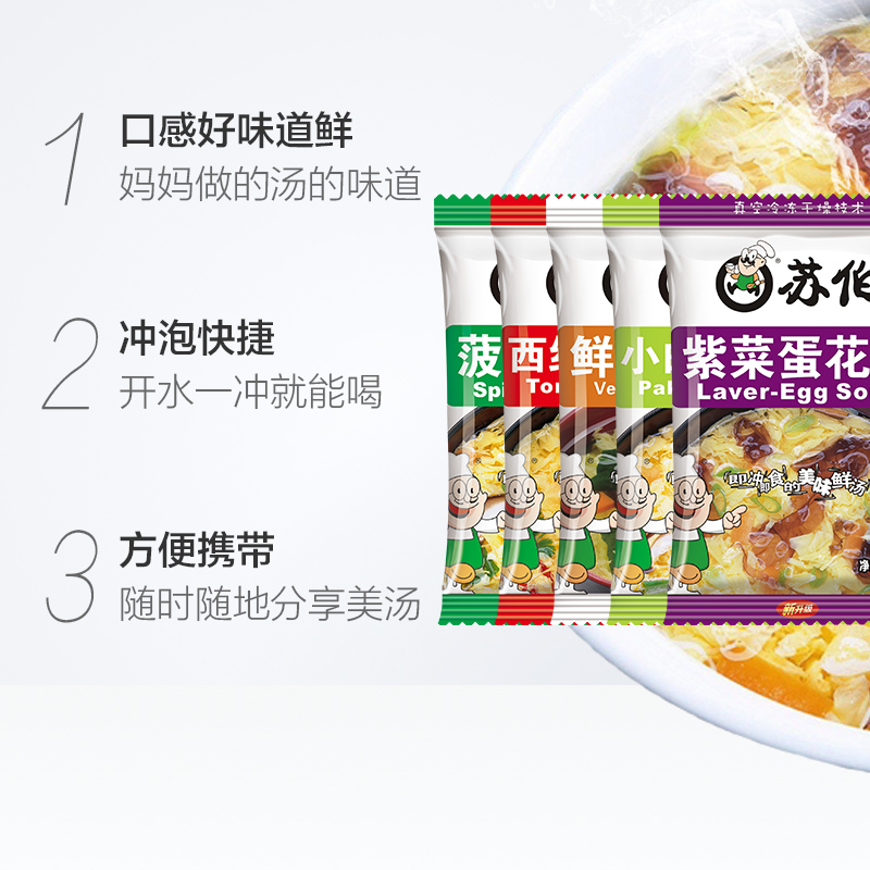 苏伯速食汤6g全家福礼包6g*20包出行宿代餐饱腹汤料包方便即食品 - 图1