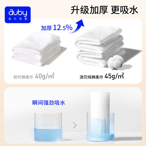 澳贝S码婴童棉柔巾闭眼熊纯棉全棉婴儿专用一次性洗脸巾干湿两用 - 图2