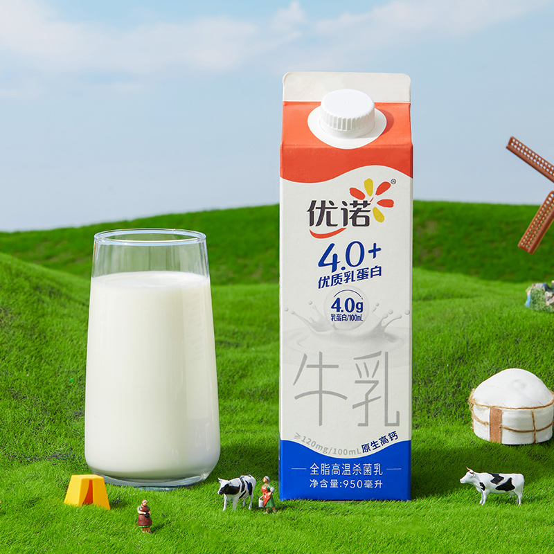 yoplait优诺新鲜早餐奶4.0+优质乳蛋白原生高钙纯牛奶950ml*3盒 - 图2