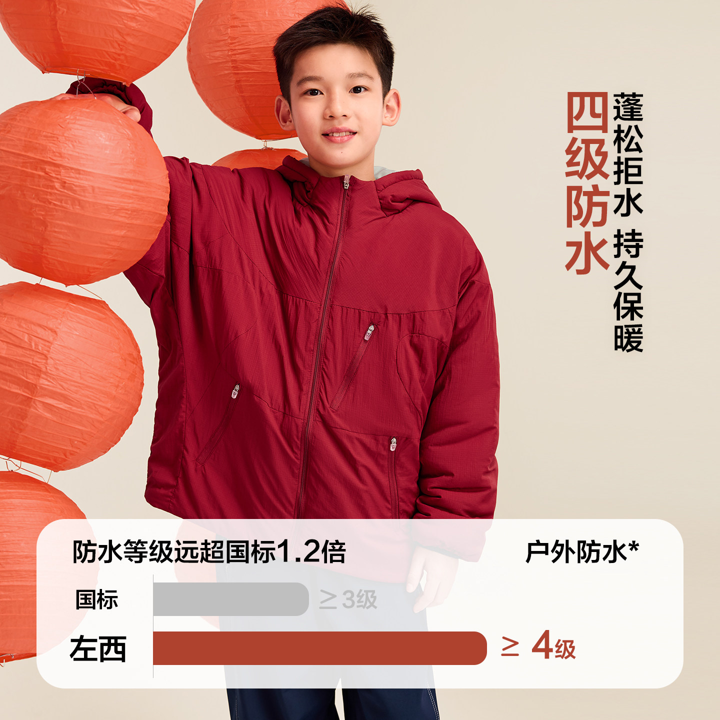 左西童装男童红色棉服2025新款儿童新雪丽轻暖拜年夹棉厚外套秋冬,淘宝优惠券,粉丝福利购,淘宝优惠卷