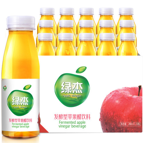 绿杰苹果醋饮料整箱装280ml*15瓶二次发酵苹果醋饮料0脂肪0蔗糖-图0