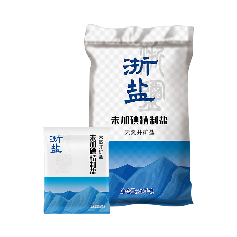 浙盐雪涛未加碘精制井矿盐400g*50包食用盐家用家庭食盐
