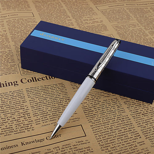 WATERMAN/威迪文签字笔 宝珠笔 权威系列时尚纯白白夹原子笔 - 图0