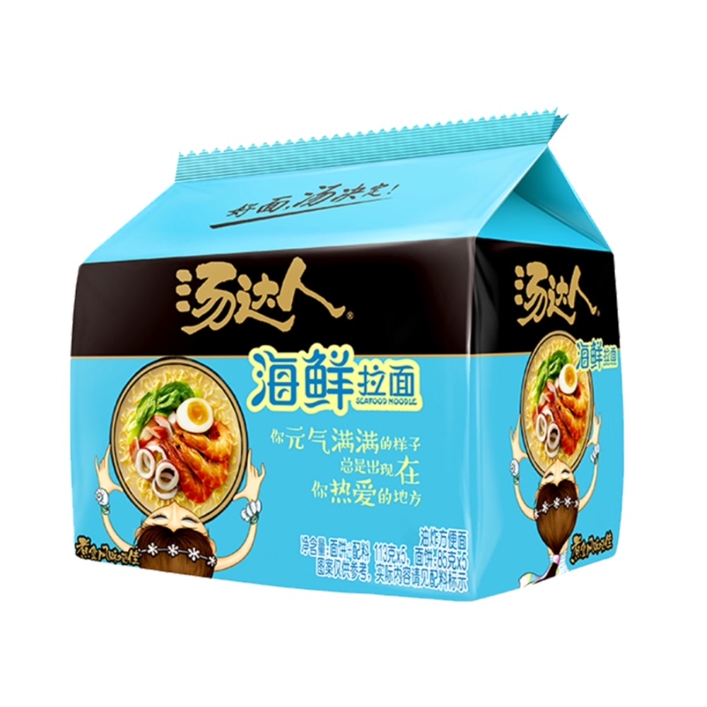 【百亿】统一汤达人海鲜拉面五合一方便面泡面夜宵食品113g*5袋 - 图0