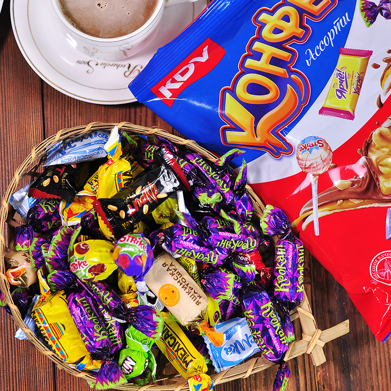 KDV俄罗斯进口果仁巧克力混合糖果402g夹心糖果休闲零食婚礼喜糖,淘宝优惠券,粉丝福利购,淘宝优惠卷