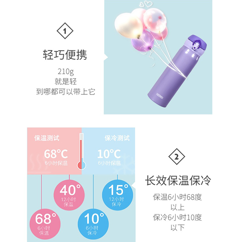 THERMOS/膳魔师保温杯女大容量水杯学生儿童杯子便携不锈钢JNL503