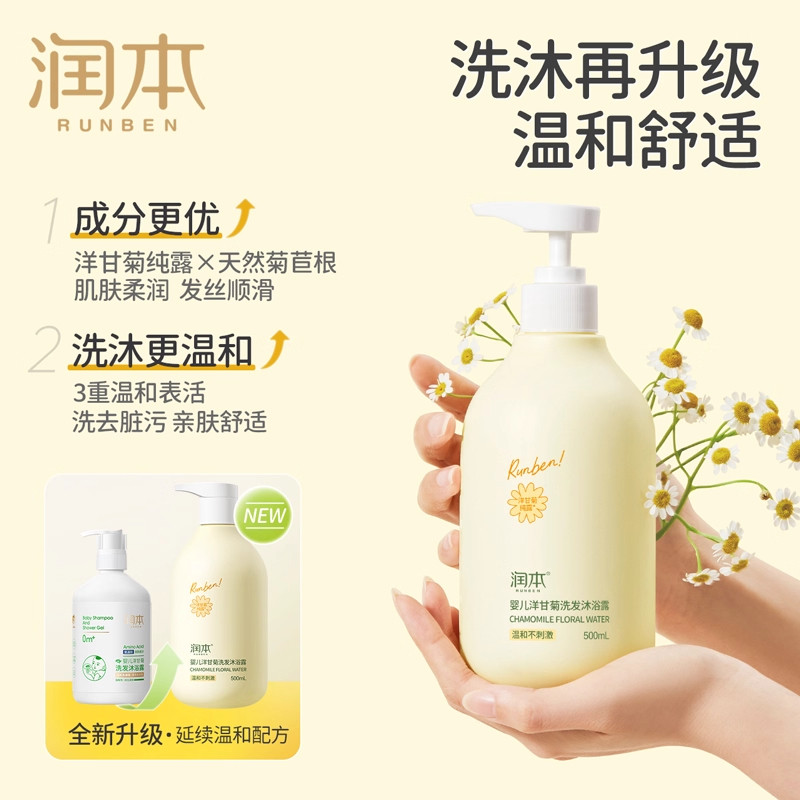 润本婴儿宝宝洋甘菊洗发沐浴露二合一儿童清洁洗头沐浴乳,淘宝优惠券,粉丝福利购,淘宝优惠卷
