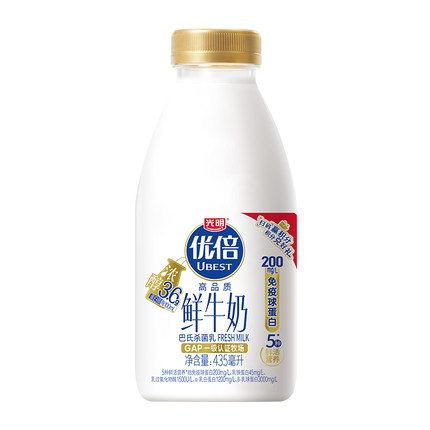 光明优倍浓醇3.6高品质鲜牛奶435ml*6低温奶学生早餐奶巴氏杀菌