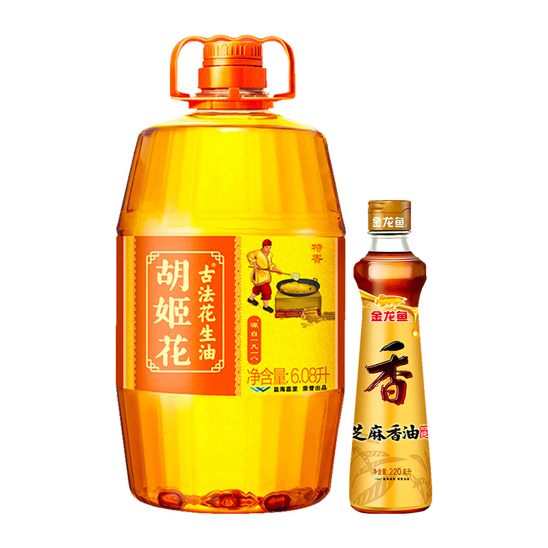 【直播专享】胡姬花古法花生油6.08L+金龙鱼芝麻油220ml - 图0