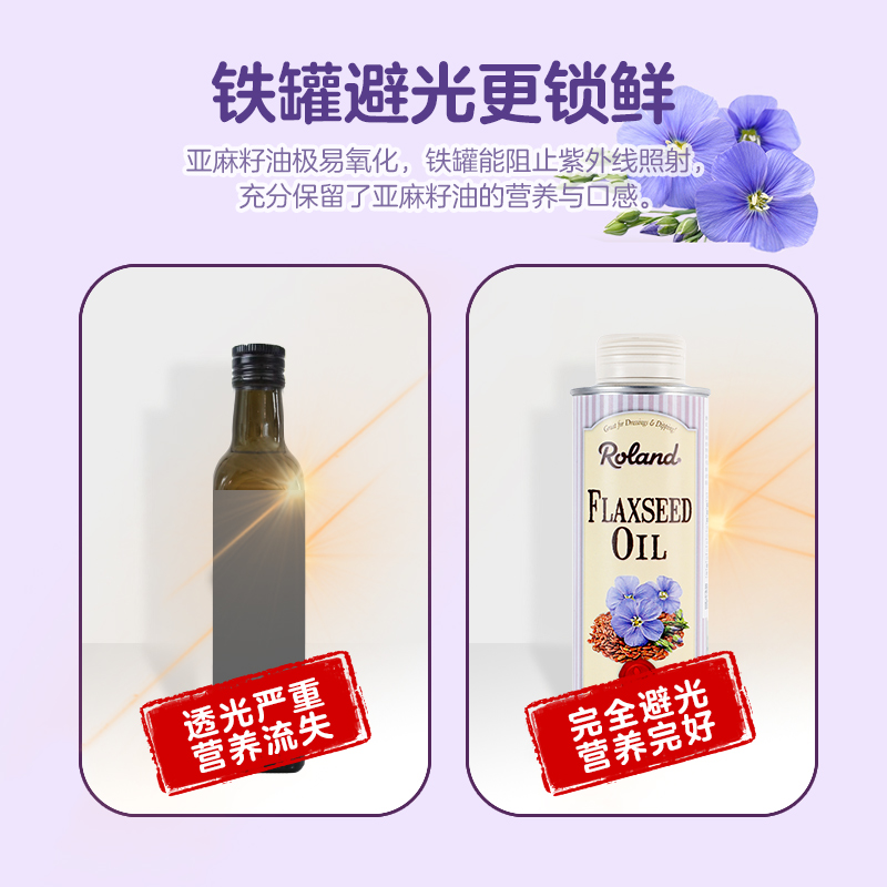天猫超市罗朗德宝宝亚麻籽油进口食用油250ml儿童营养品搭配核桃油3