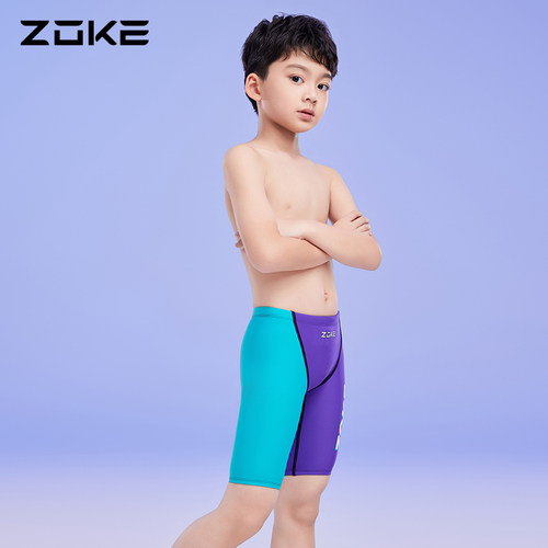 zoke洲克儿童泳衣五分专业训练青少年速干中大童男童竞速游泳裤 - 图1