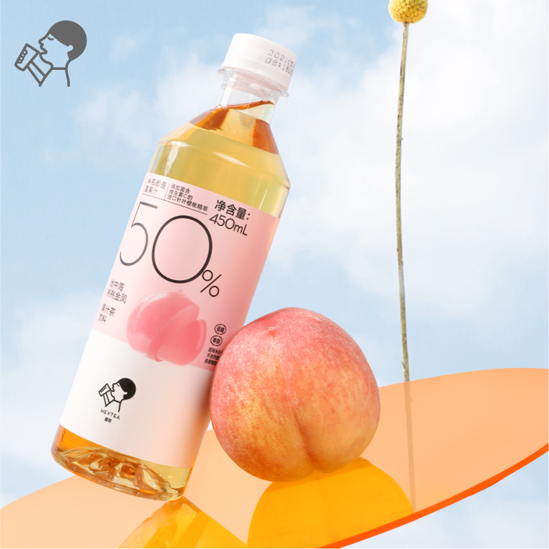 天猫超市【直接拍】喜茶西柚/桃桃50%果汁茶饮料450ml*12瓶 整箱混合装3