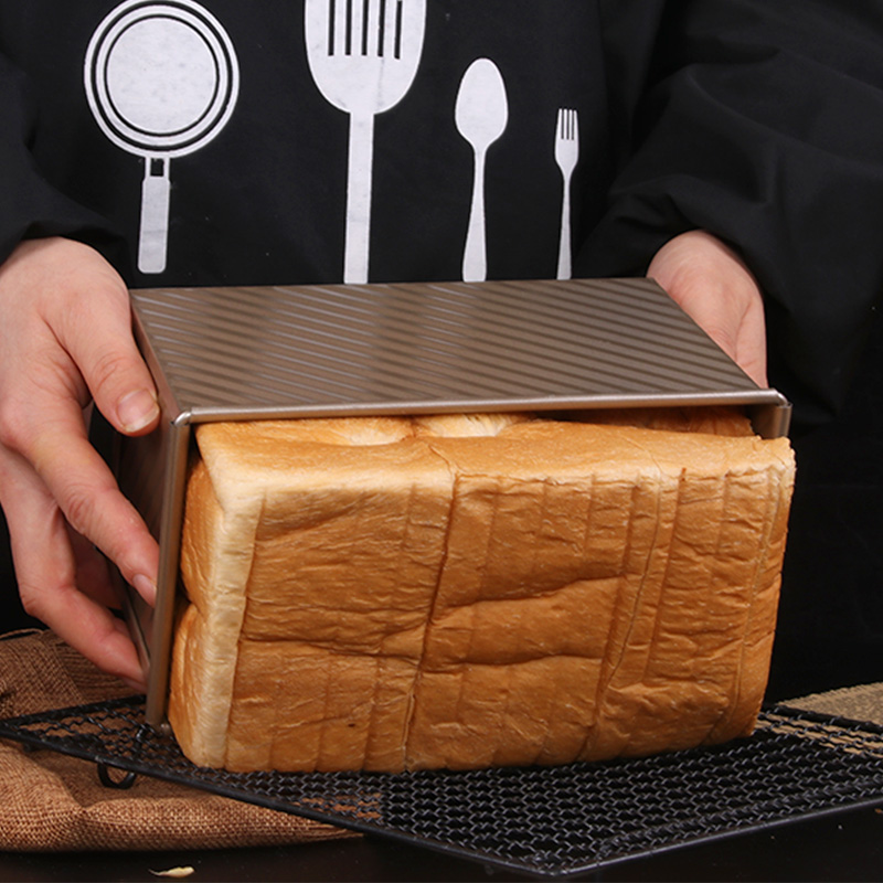 BJ/拜杰不粘波纹450g吐司模具厨房带盖吐司盒子面包方包烘焙模具 - 图2