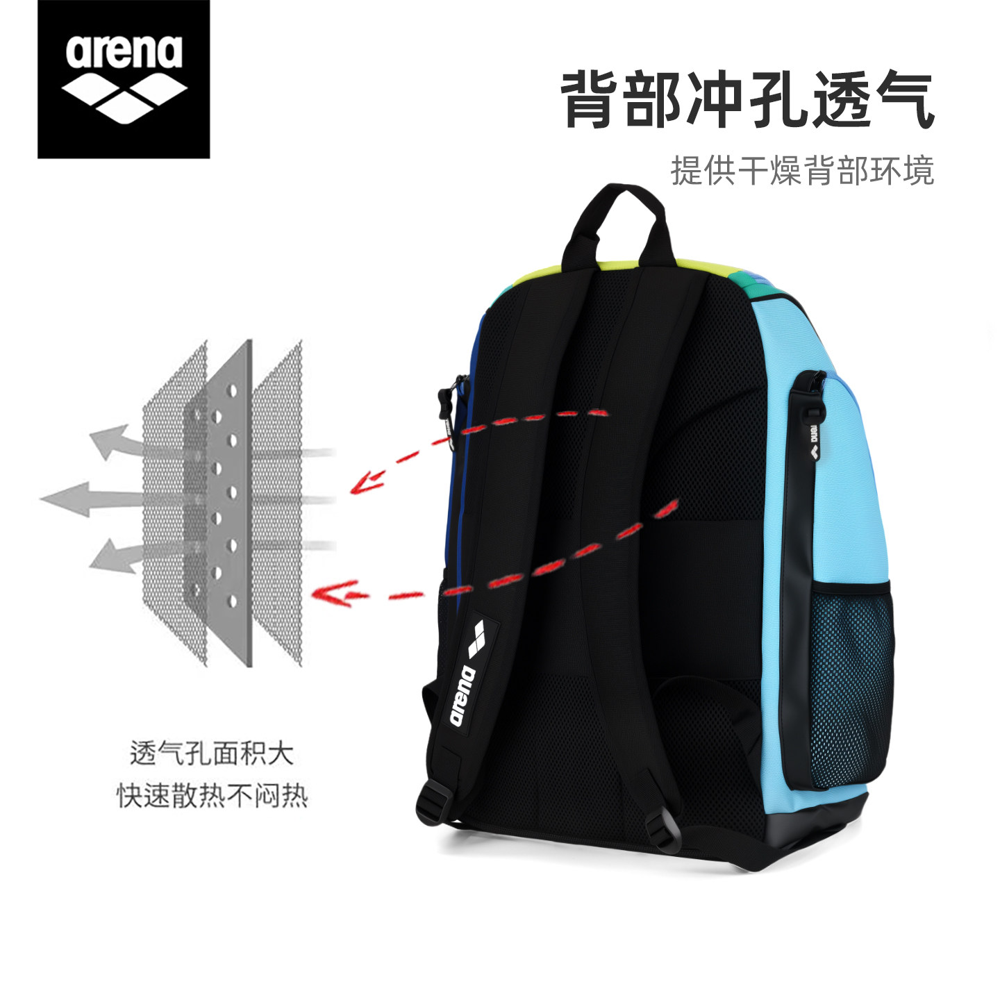 Arena's new large-capacity multi-compartment partition backpack