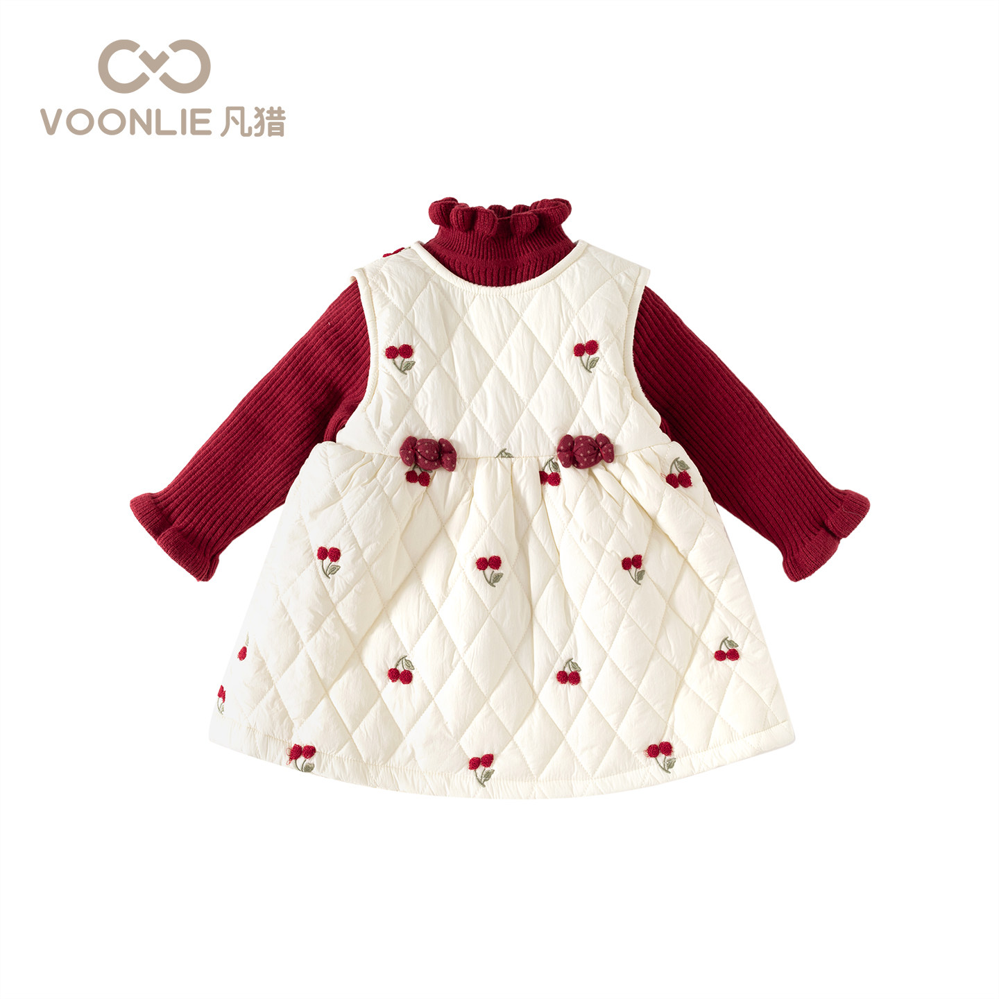 凡猎女童连衣裙冬装洋气儿童加绒夹棉公主裙女宝宝背心裙套装冬季,淘宝优惠券,粉丝福利购,淘宝优惠卷