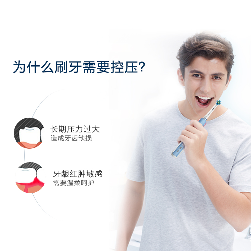 OralB/欧乐B成人圆头3D声波旋转电动牙刷P2000敏感清洁型刷头 - 图2