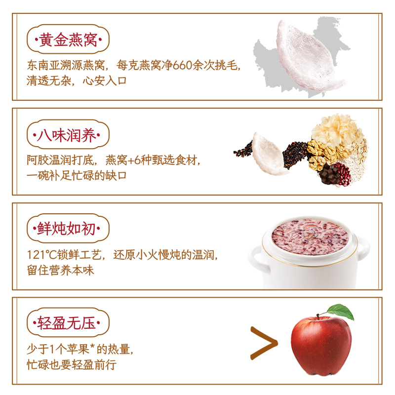 汉草荟阿胶核桃燕窝粥花胶粥即食免煮代餐速食粥孕妇营养早餐送礼