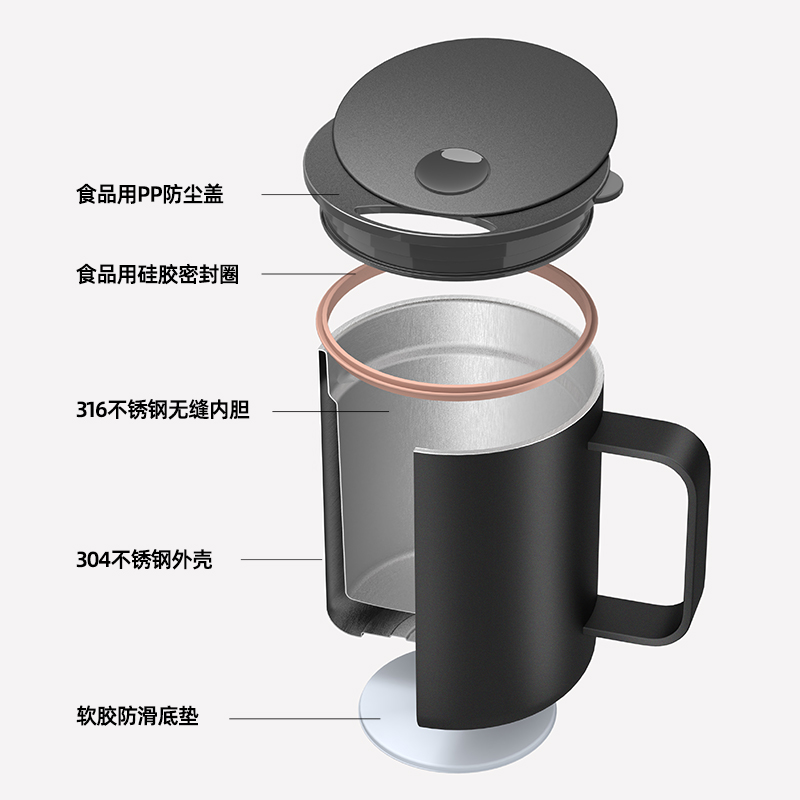 包邮富光316不锈钢马克杯办公杯子带盖水杯女茶杯男保温咖啡杯