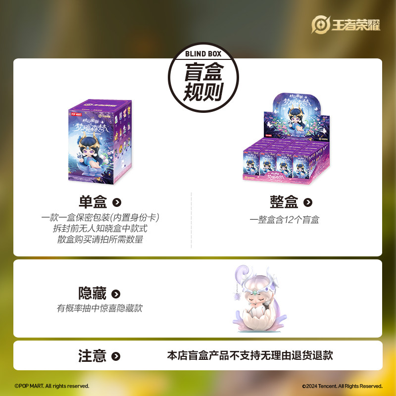 王者荣耀手办POPMART泡泡玛特王者荣耀峡谷萌新梦境森林系列手办盲盒摆件礼物