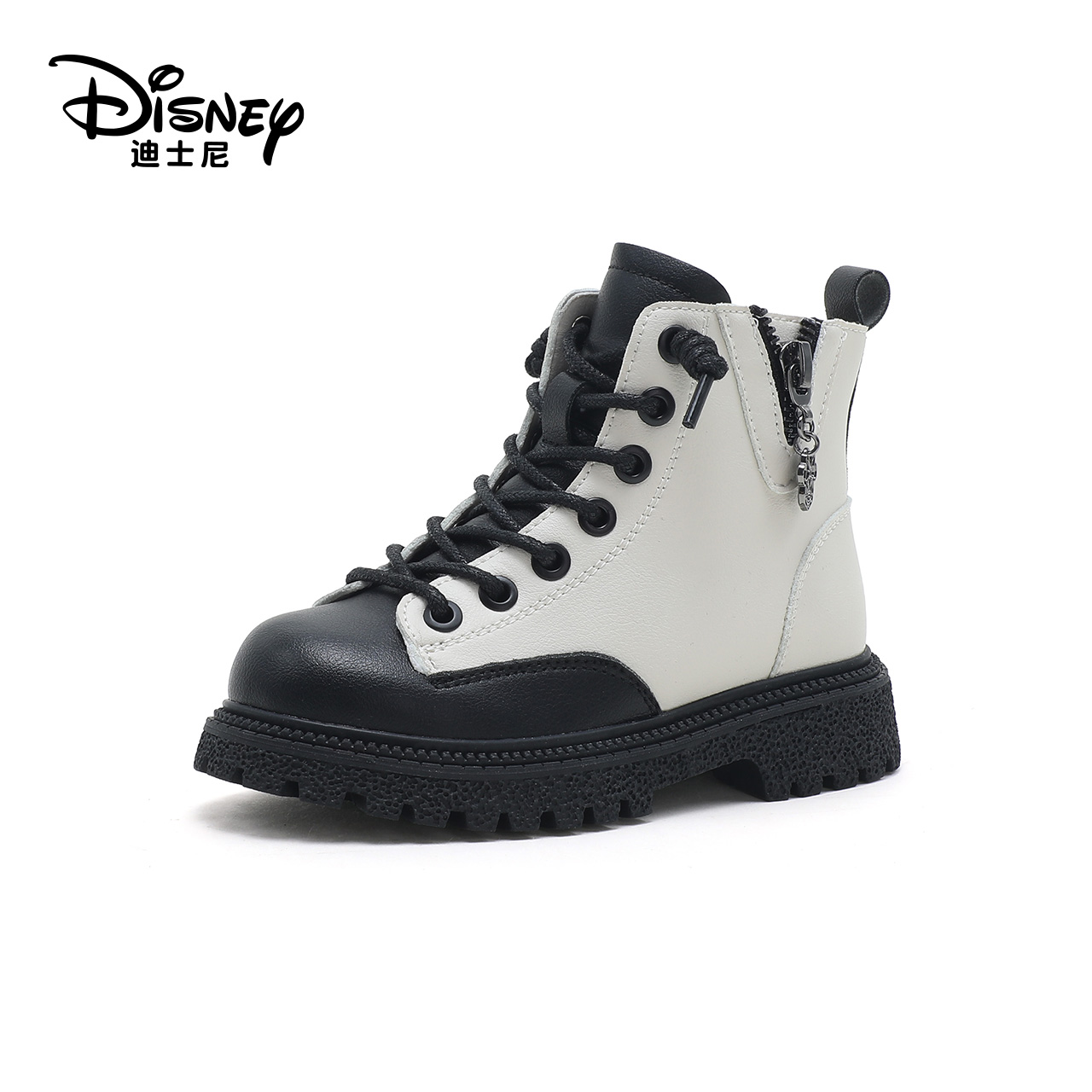 迪士尼童鞋女童马丁靴新款2023秋季儿童皮靴小女孩时尚短靴英伦风