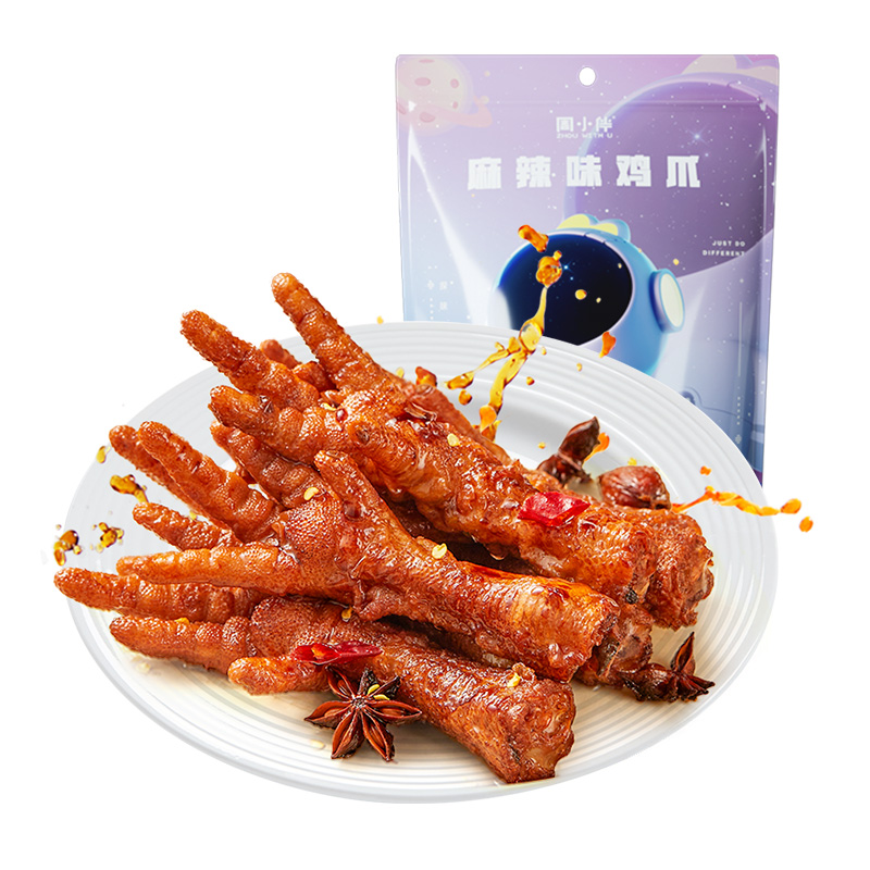 周黑鸭周小伴凤爪虎皮鸡爪爪160g×1袋休闲零食夜宵追剧小吃 - 图0