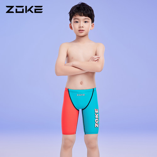 zoke洲克儿童泳衣五分专业训练青少年速干中大童男童竞速游泳裤 - 图2
