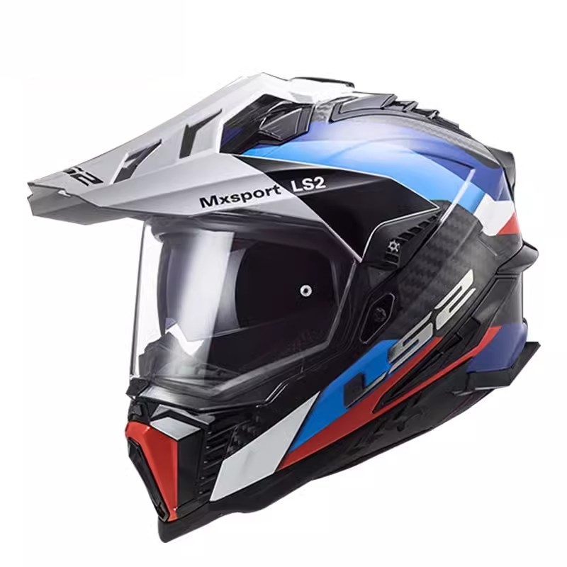 LS2摩托车头盔碳纤维越野拉力盔全盔男女机车四季防雾双镜片MX701 - 图1