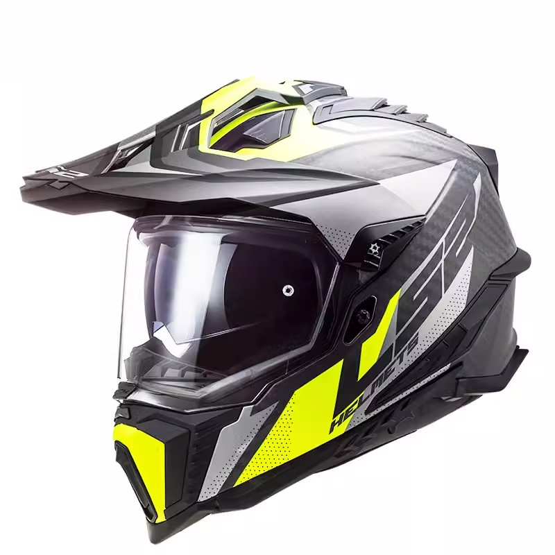 LS2摩托车头盔碳纤维越野拉力盔全盔男女机车四季防雾双镜片MX701 - 图2