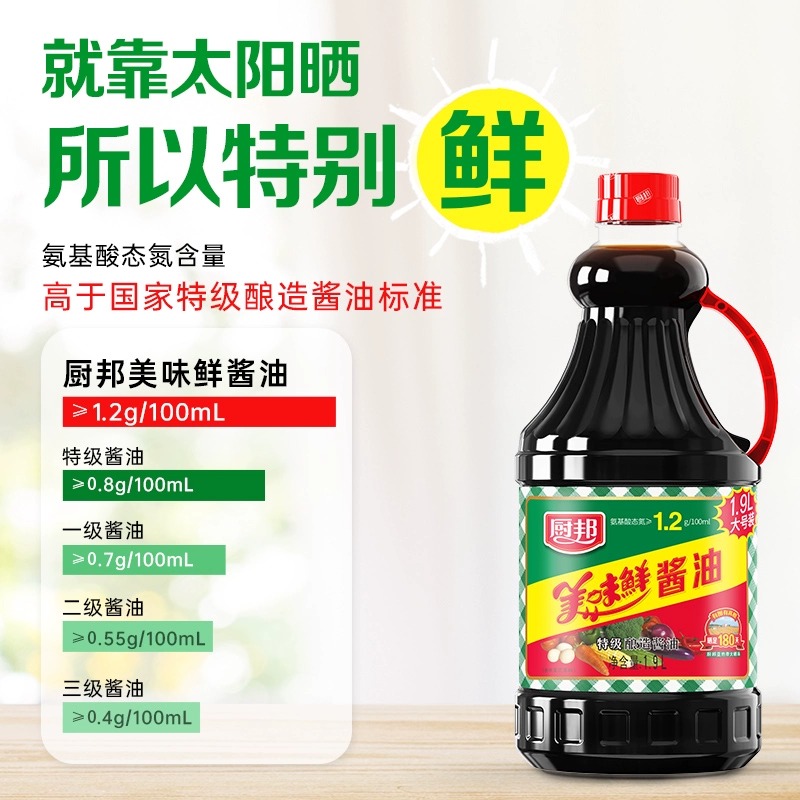 厨邦美味鲜酱油1.9L*2瓶特级生抽酿造炒菜蒸鱼凉拌调味品调料-图2