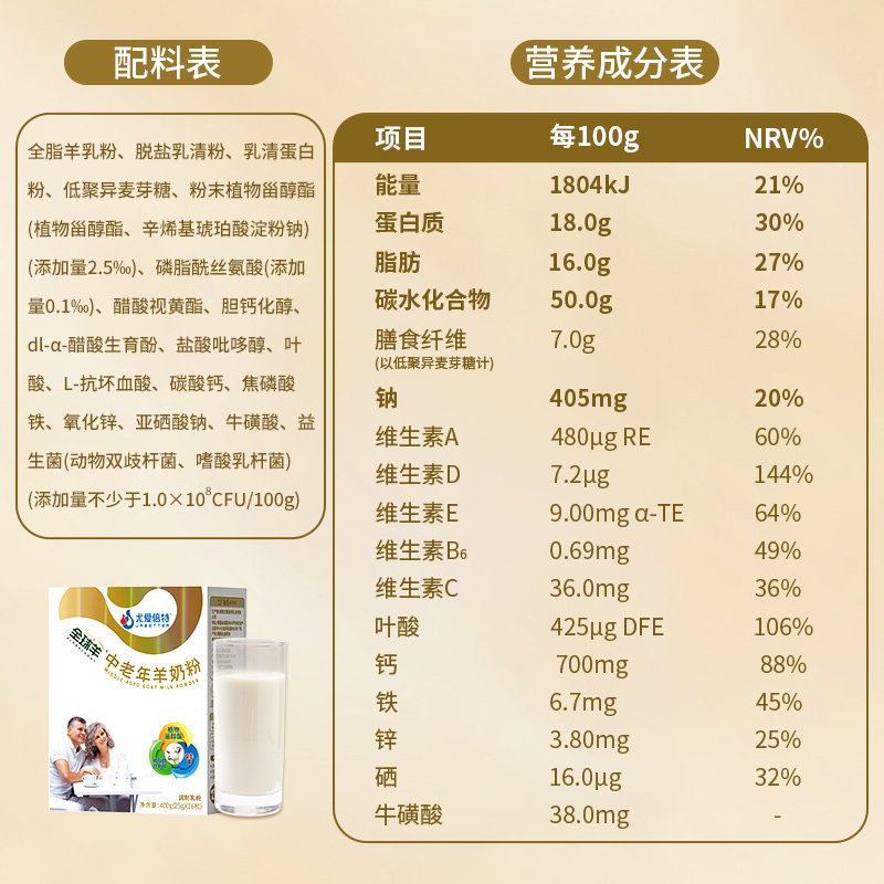 尤爱倍特纯羊奶粉400g*1盒+中老年羊奶粉400g*1盒无蔗糖添加正品,淘宝优惠券,粉丝福利购,淘宝优惠卷